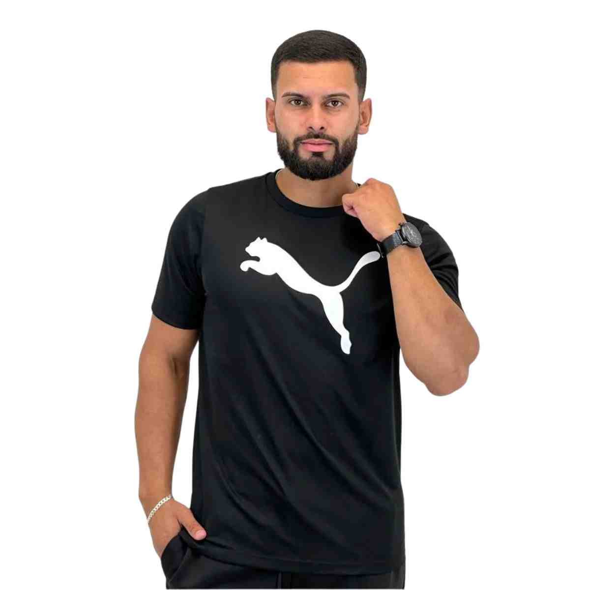 Camiseta Masculina Puma Essentials Logo Poly Preta