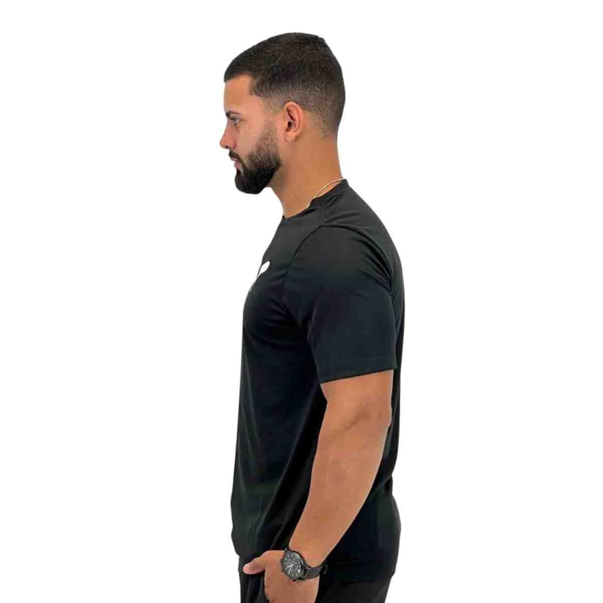 Camiseta Masculina Puma Essentials Logo Poly Preta Preto 2