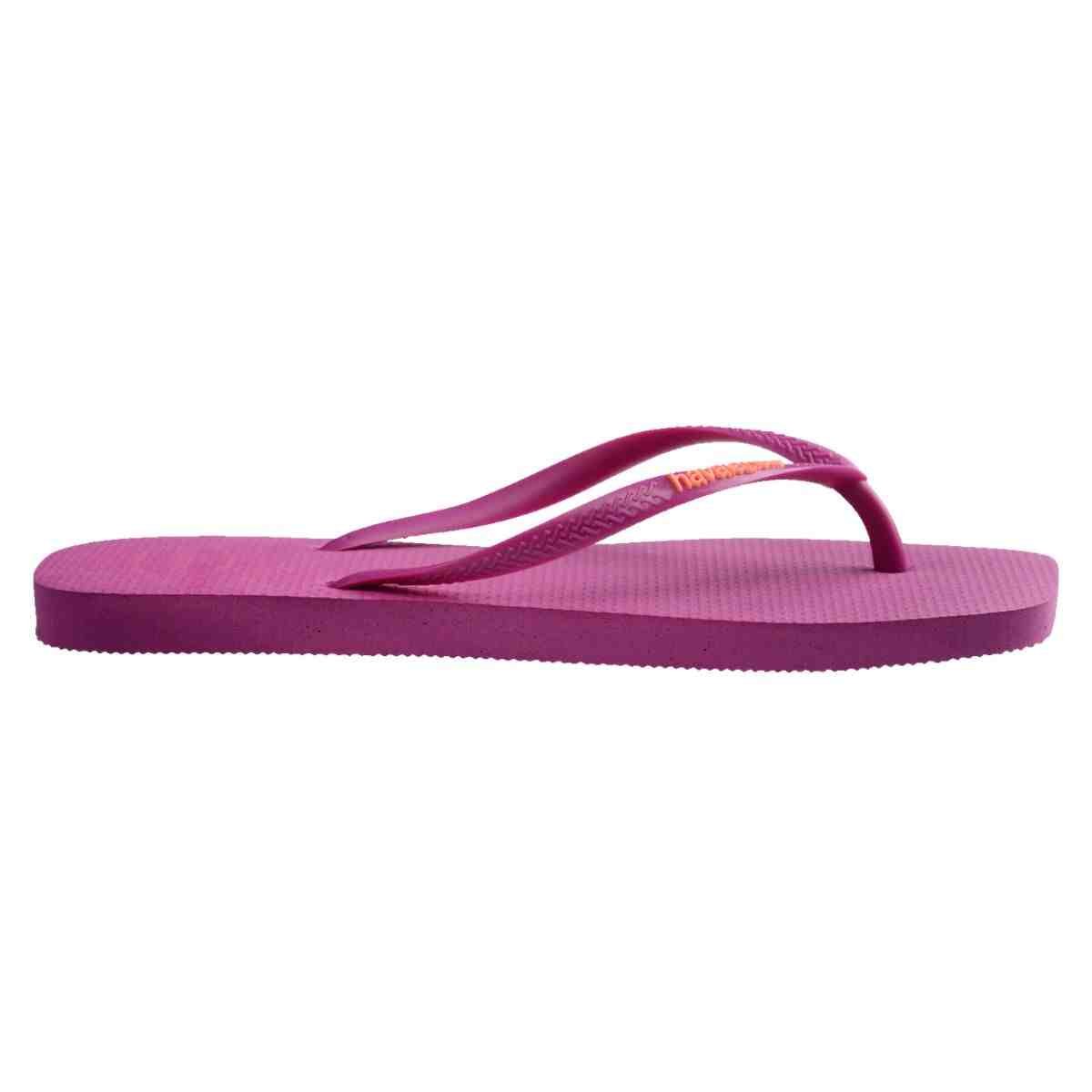 Chinelo Feminino Dedo Havaianas Slim Square Logo Pop Up Rosa Gum