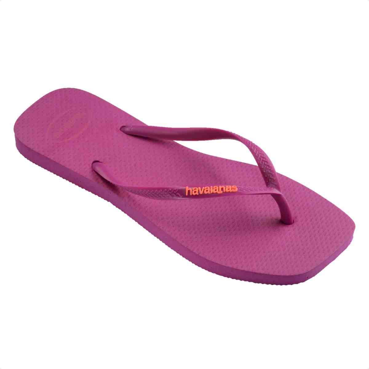 Chinelo Feminino Dedo Havaianas Slim Square Logo Pop Up Rosa Gum Rosa 3