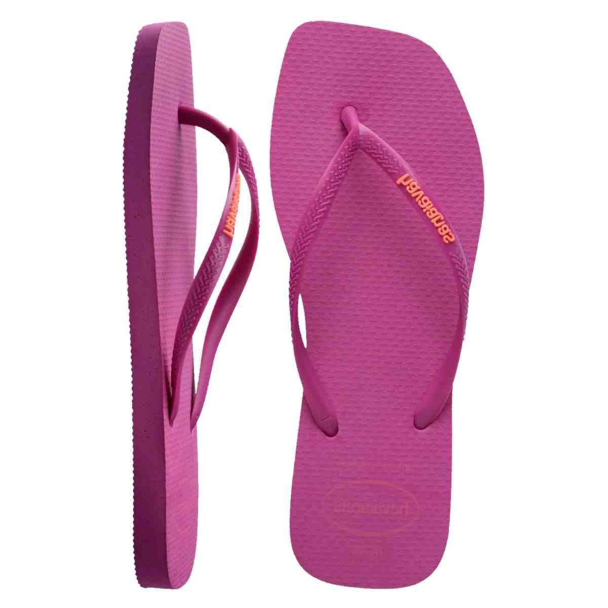 Chinelo Feminino Dedo Havaianas Slim Square Logo Pop Up Rosa Gum Rosa 5