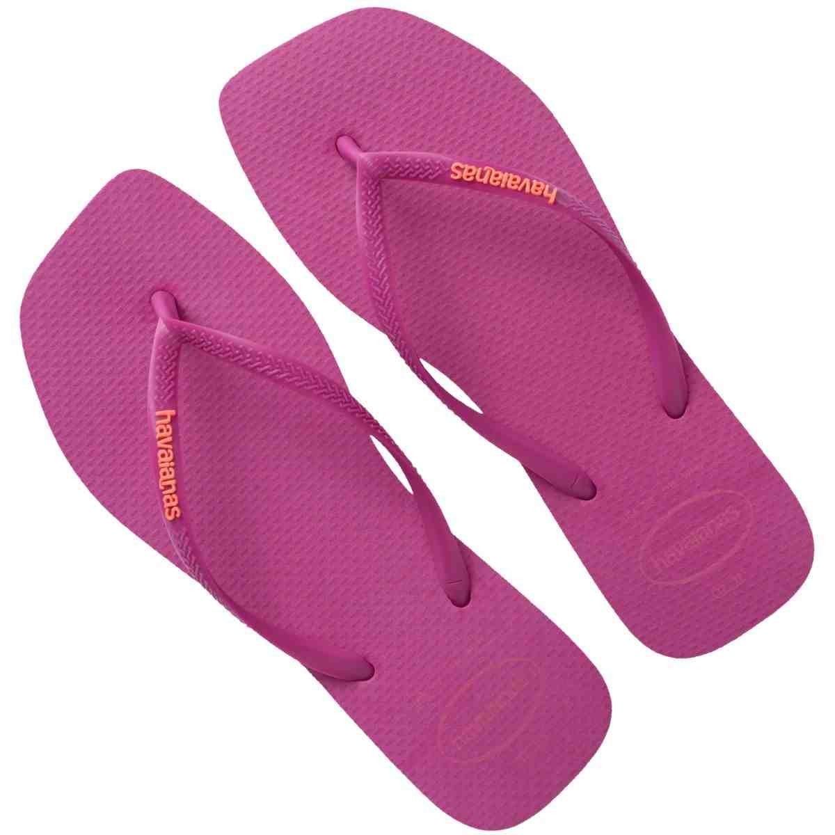 Chinelo Feminino Dedo Havaianas Slim Square Logo Pop Up Rosa Gum Rosa 7