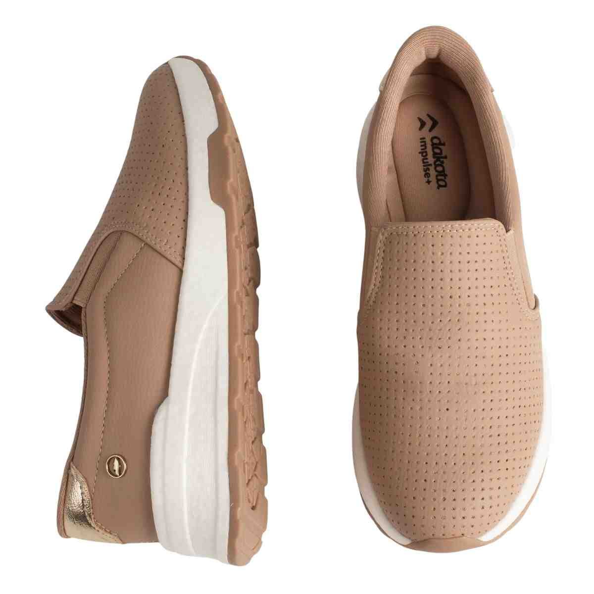 Tênis Moda Casual Feminino Dakota Bege Bege 5