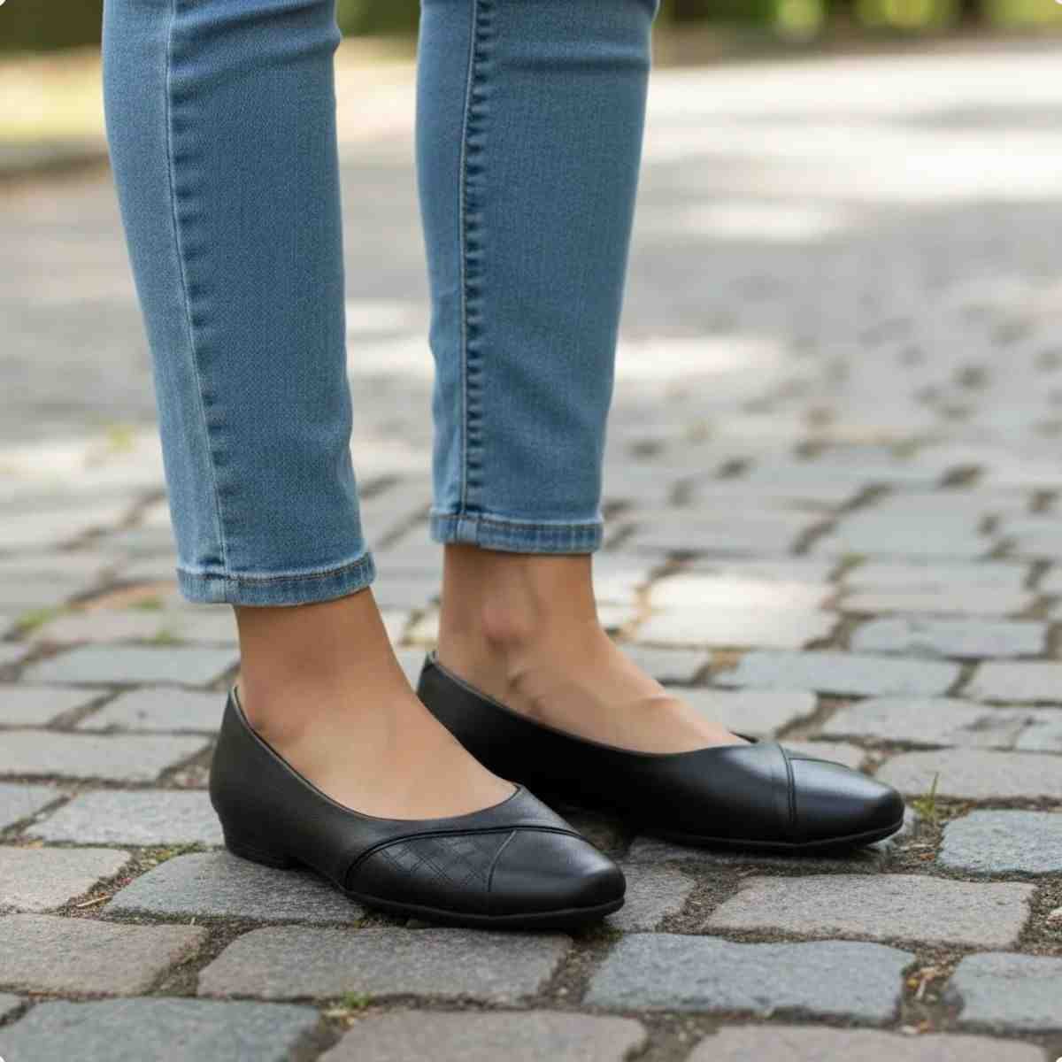 Sapatilha Feminina Bico Quadrado Piccadilly Preta Preto 2