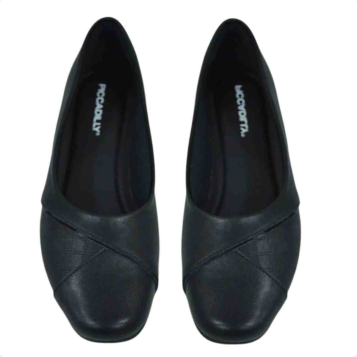 Sapatilha Feminina Bico Quadrado Piccadilly Preta Preto 4