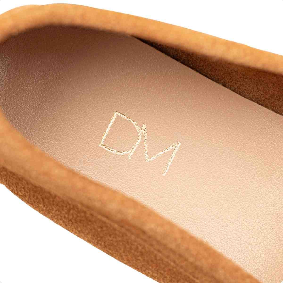 Sapato Feminino Dm Mocassim Em Couro Camurça Caramelo Caramelo 7