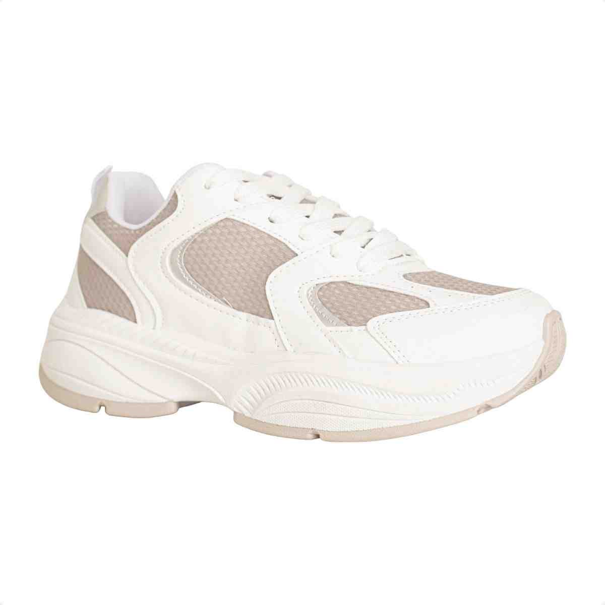 Tênis Feminino Casual Chunky Dm Branco E Prata Branco 2