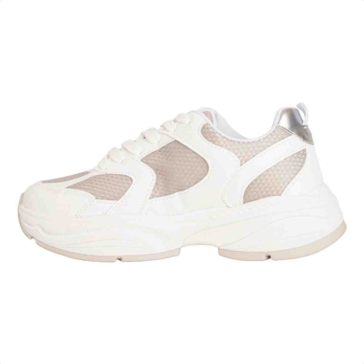 Tênis Feminino Casual Chunky Dm Branco E Prata Branco 5