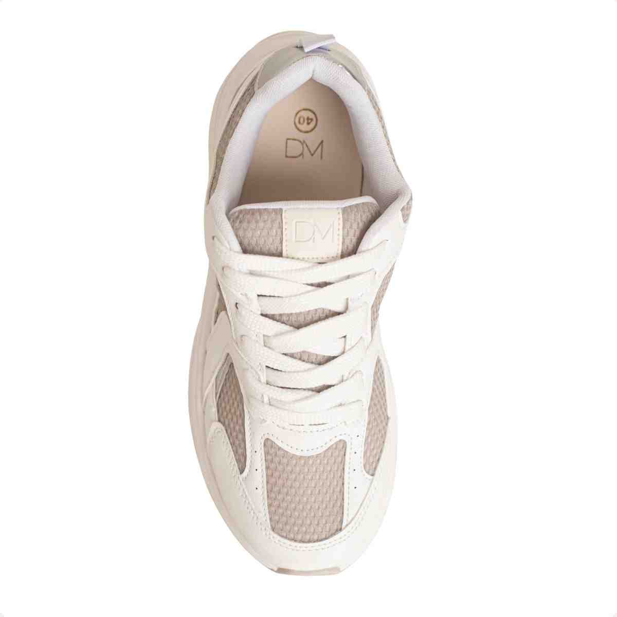 Tênis Feminino Casual Chunky Dm Branco E Prata Branco 6