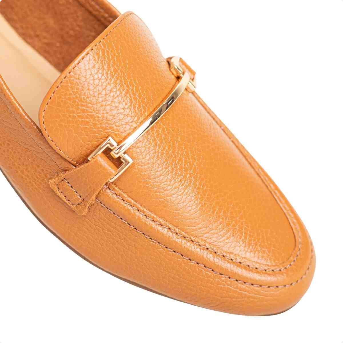 Sapato Mocassim Feminino Dm Em Couro Caramelo Caramelo 3