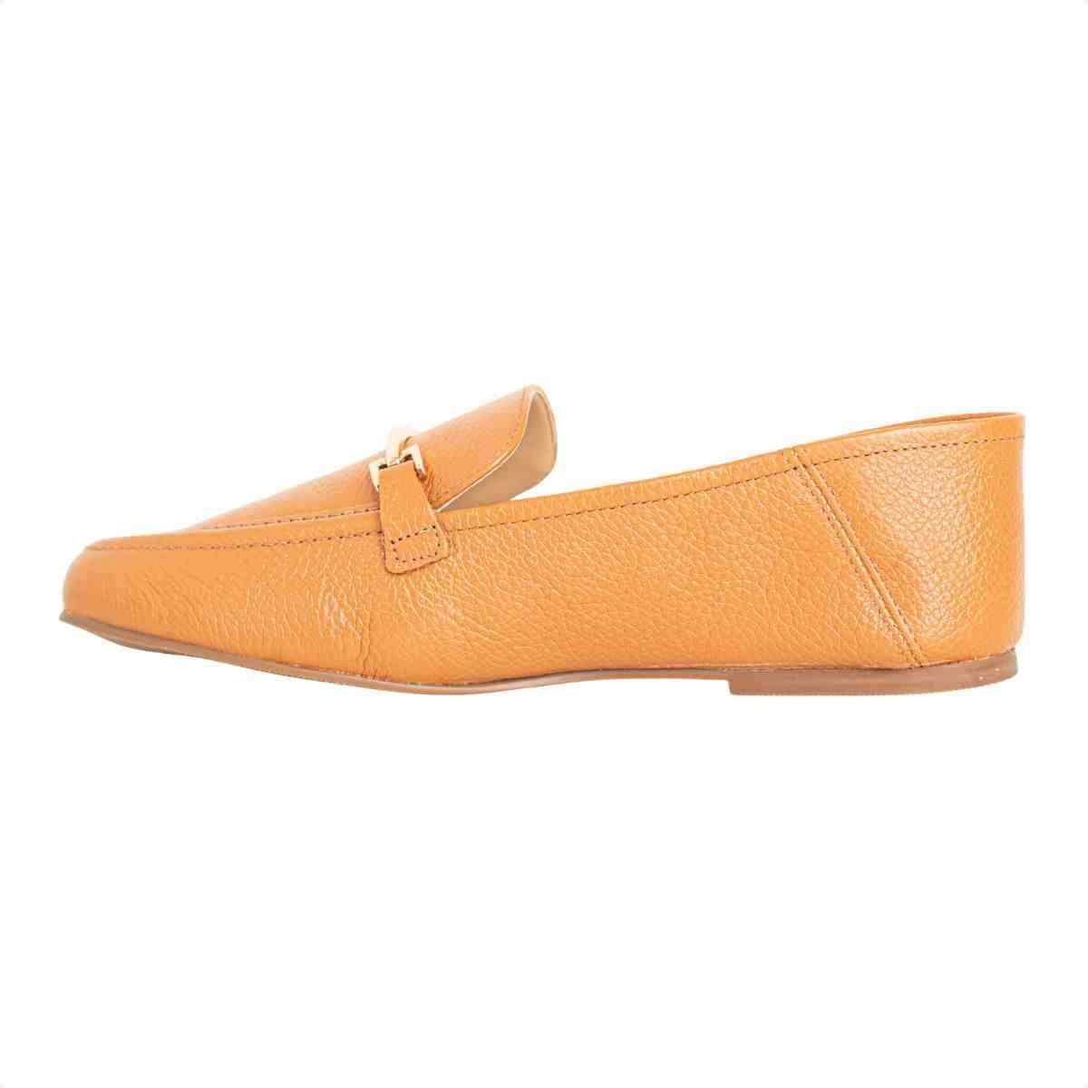Sapato Mocassim Feminino Dm Em Couro Caramelo Caramelo 5