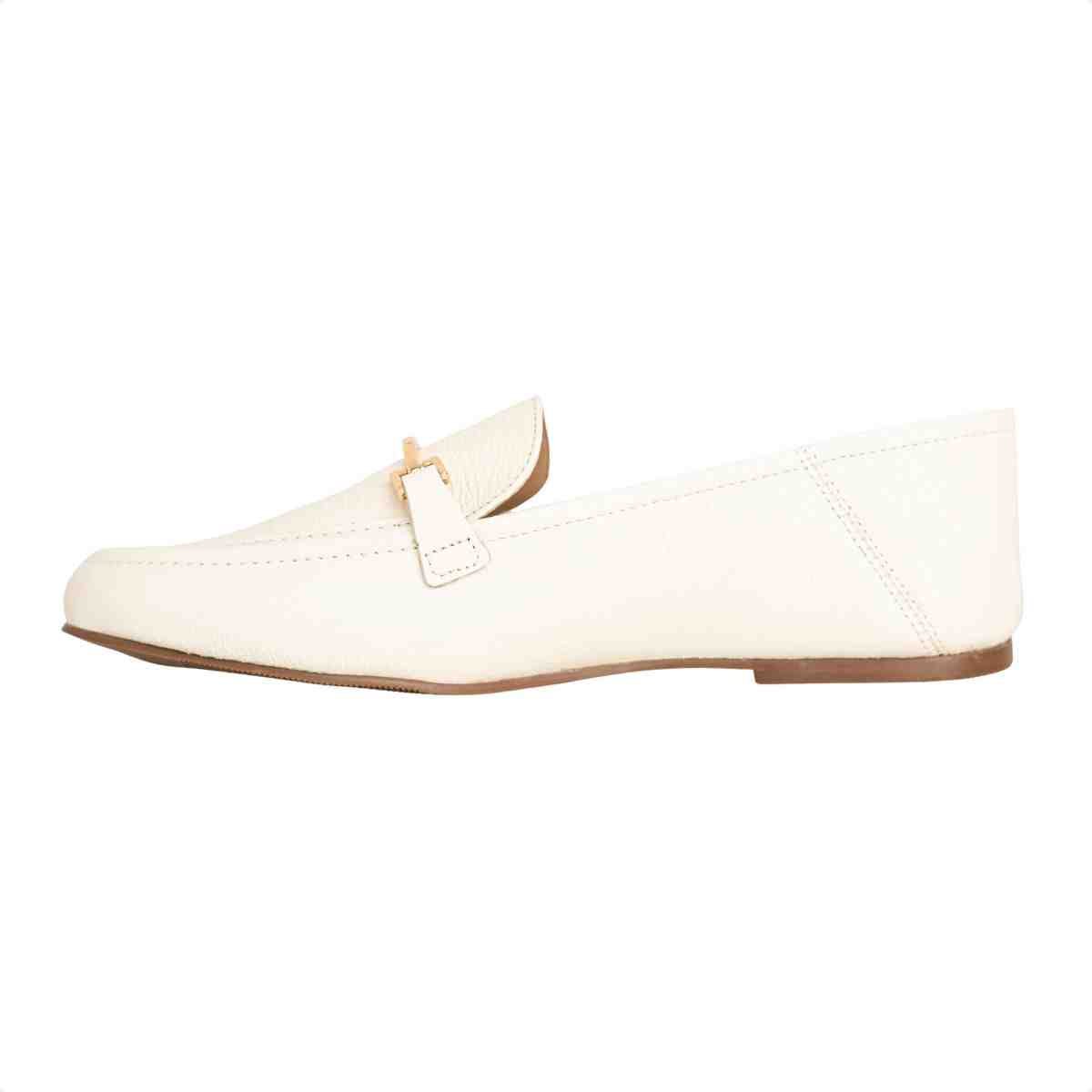 Sapato Feminino Dm Mocassim Em Couro Camurça Off White Branco 5