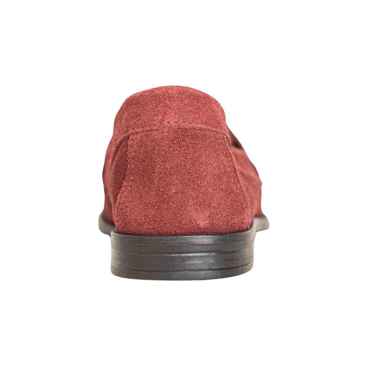 Sapato Feminino Dm Mocassim Em Couro Camurça Bordo Bordô 4