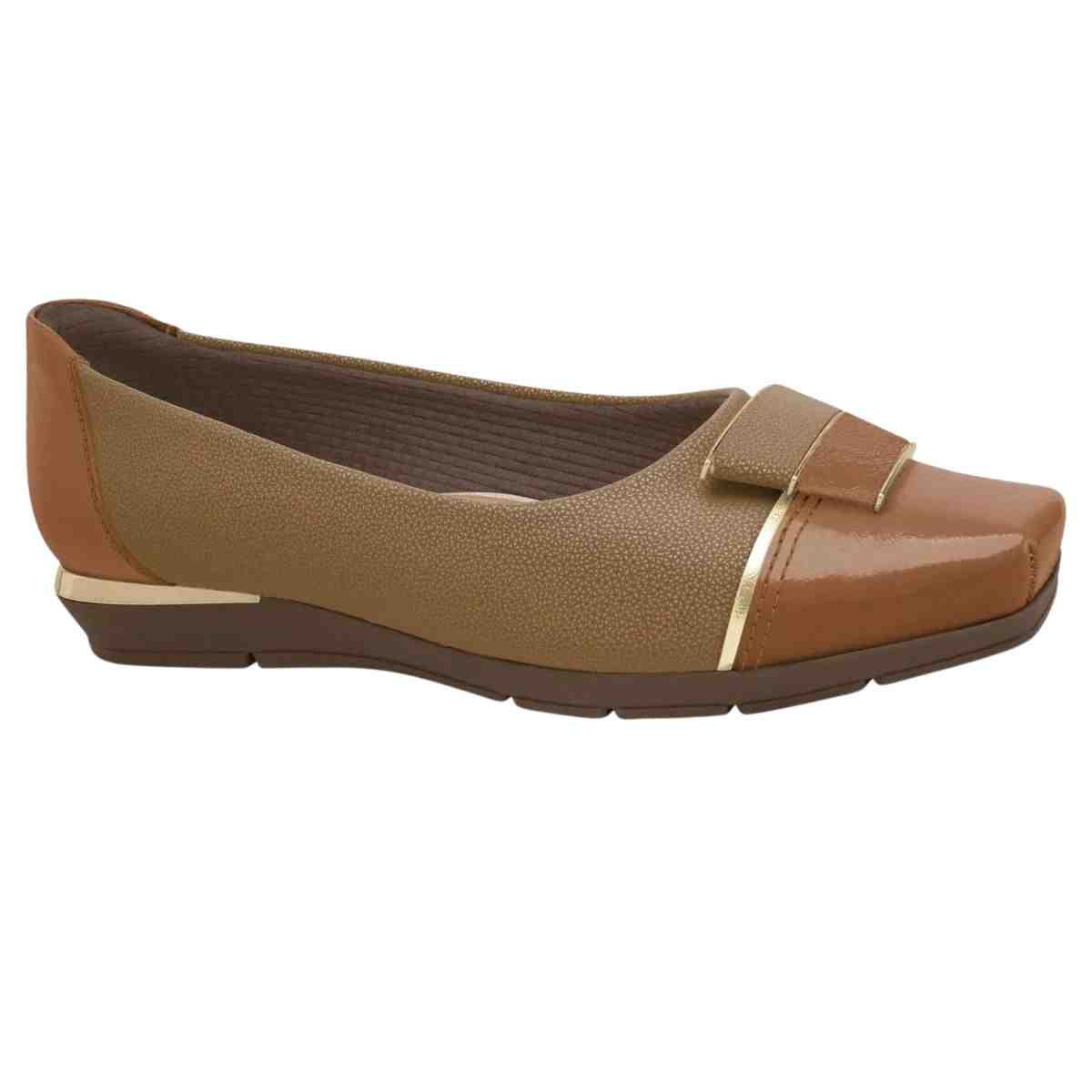 Sapatilha Feminina Bico Quadrado Piccadilly Ocre Mascavo