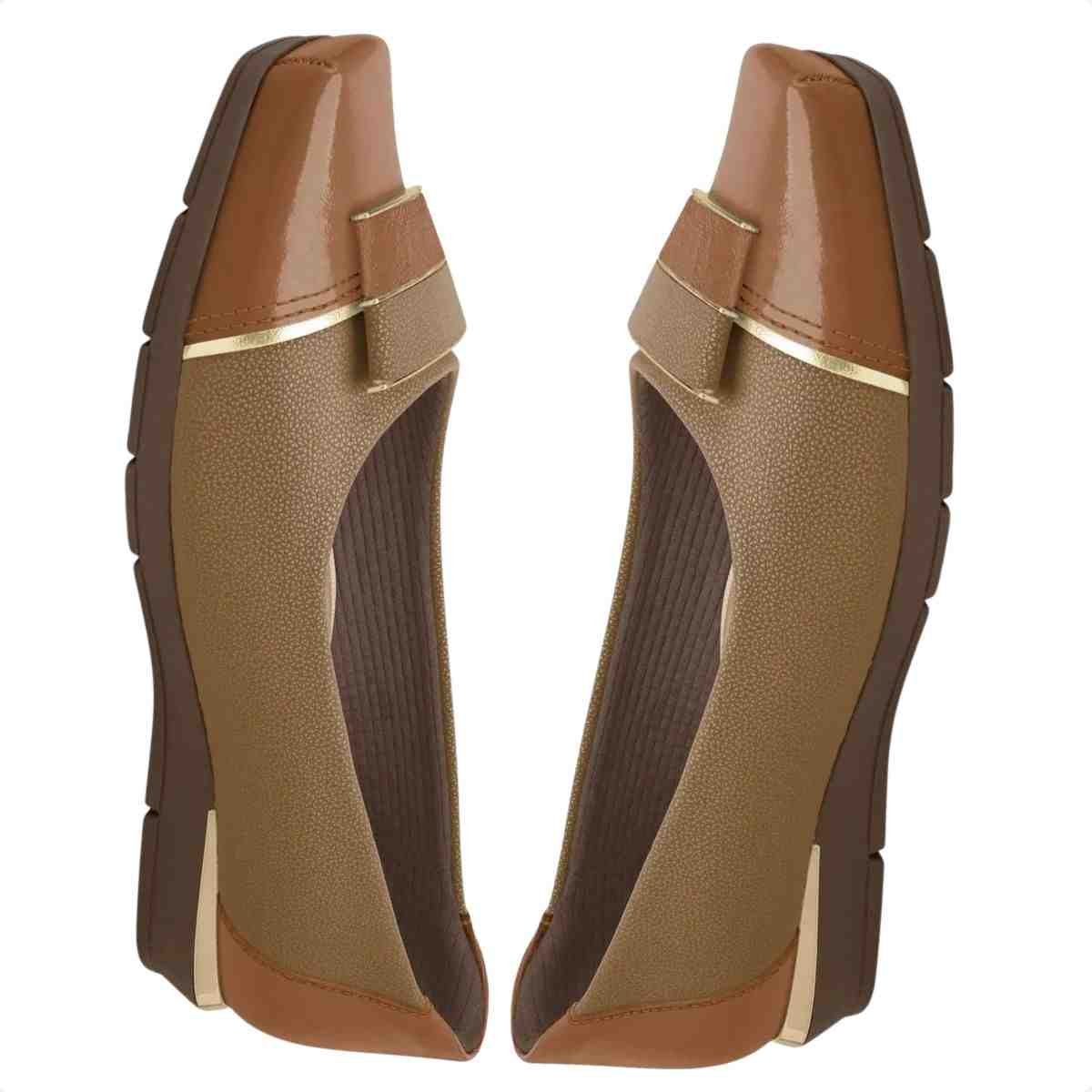 Sapatilha Feminina Bico Quadrado Piccadilly Ocre Mascavo Marrom 3
