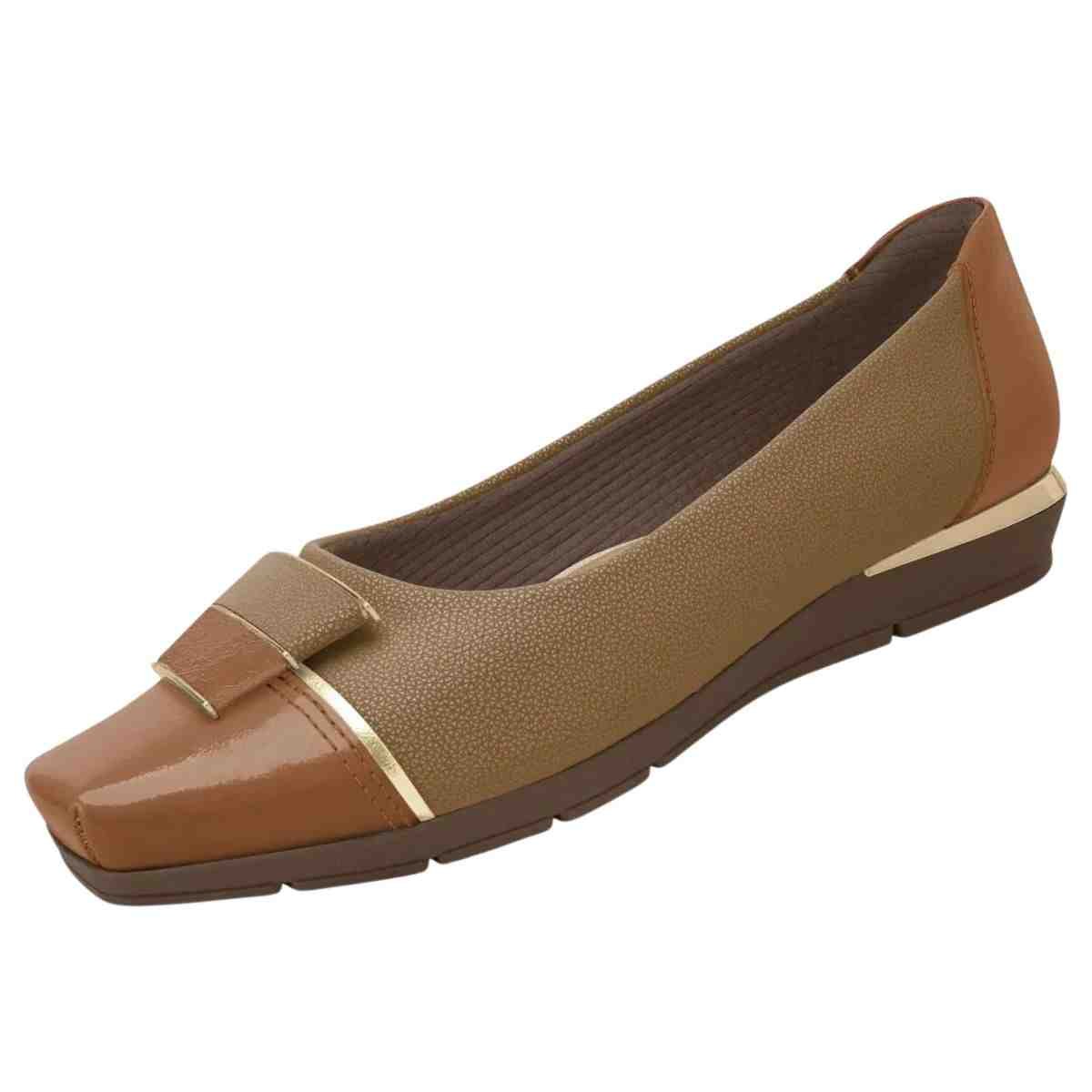 Sapatilha Feminina Bico Quadrado Piccadilly Ocre Mascavo Marrom 5