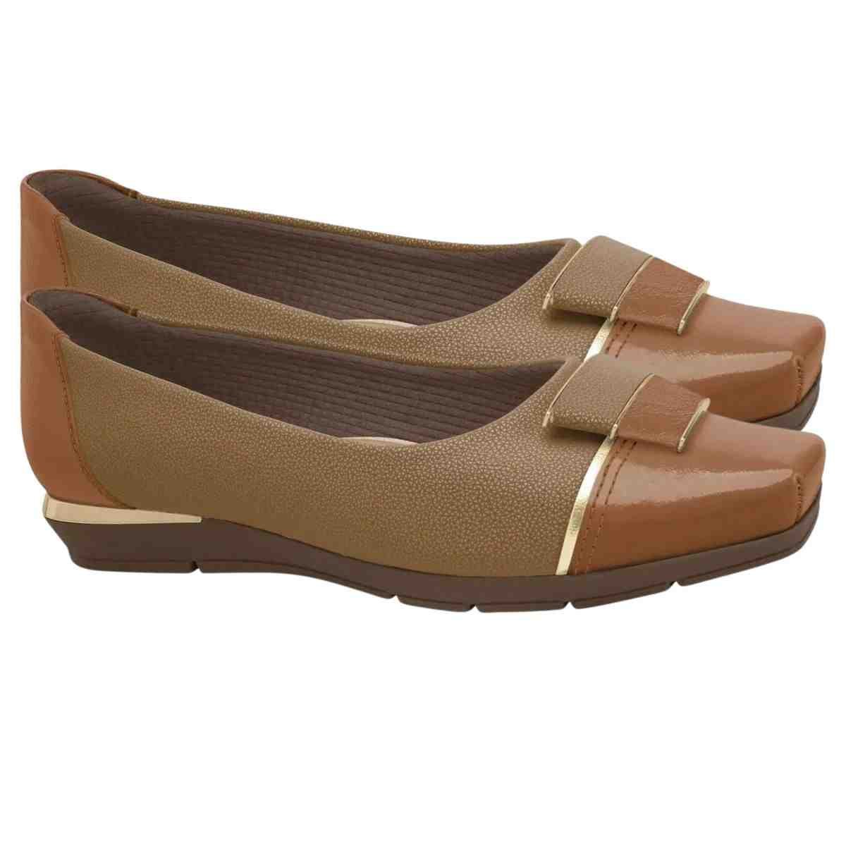 Sapatilha Feminina Bico Quadrado Piccadilly Ocre Mascavo Marrom 6