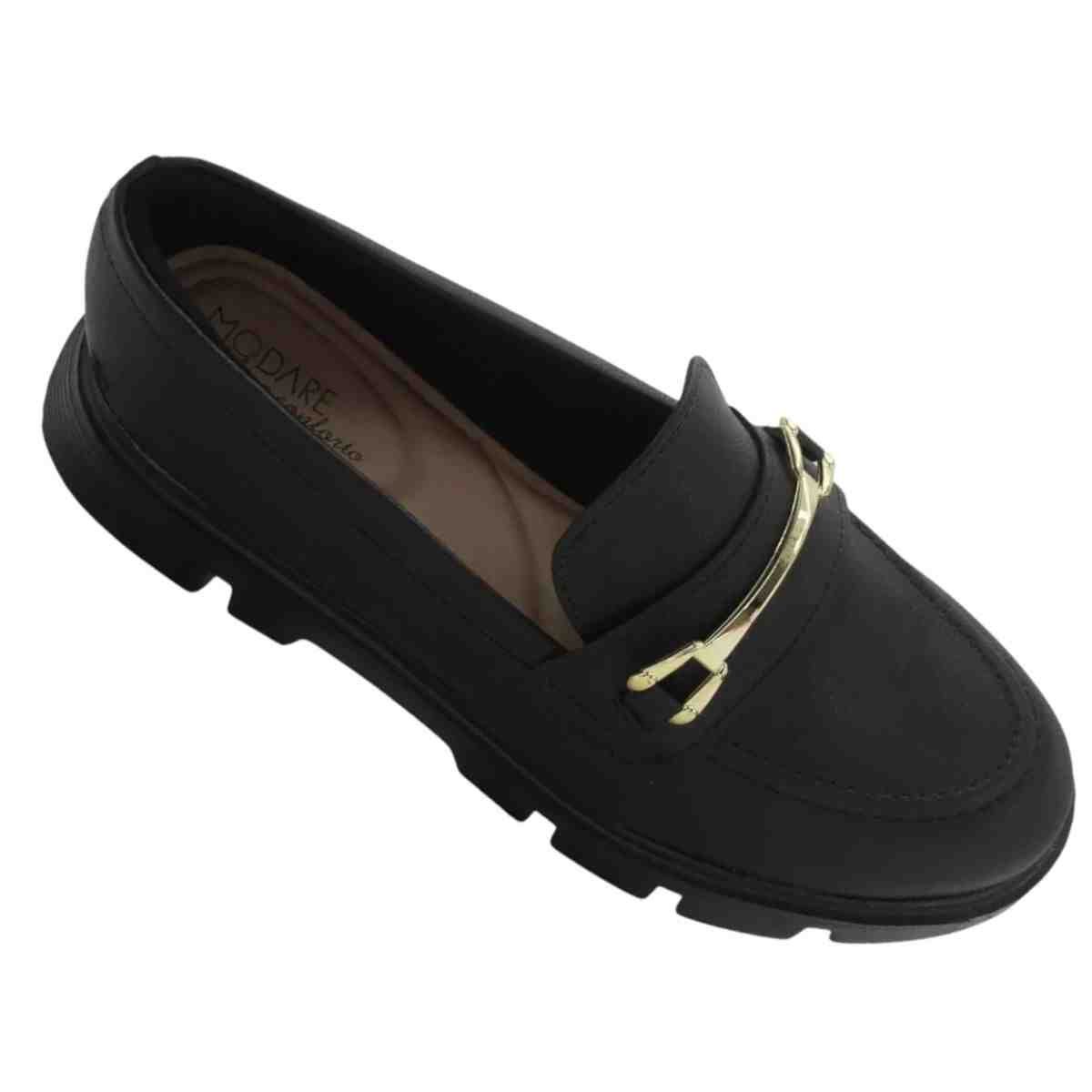 Sapato Feminino Mocassim Modare  Preto Preto 6