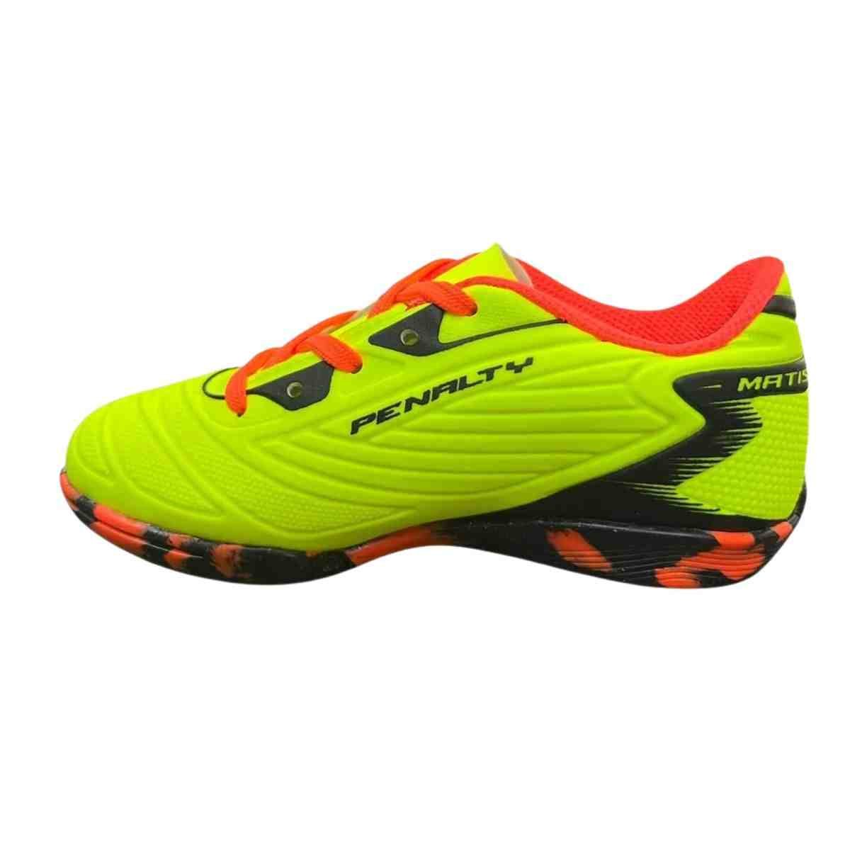 Chuteira Indoor Infantil Penalty Matis Turbo Kids Xxv Amarela Verde 4