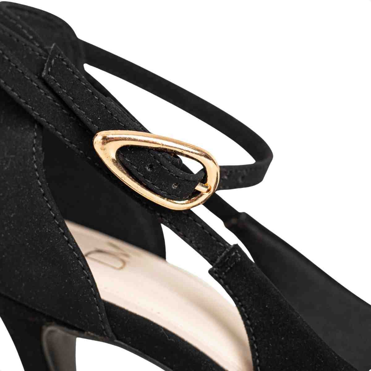 Scarpin Feminino Dm Nobuck Salto Alto Recortes Preto Preto 3