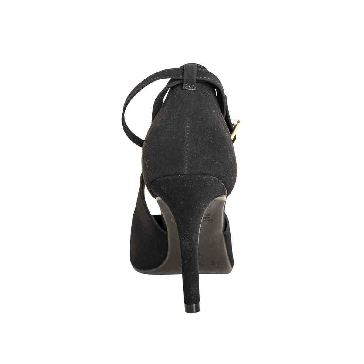 Scarpin Feminino Dm Nobuck Salto Alto Recortes Preto Preto 4