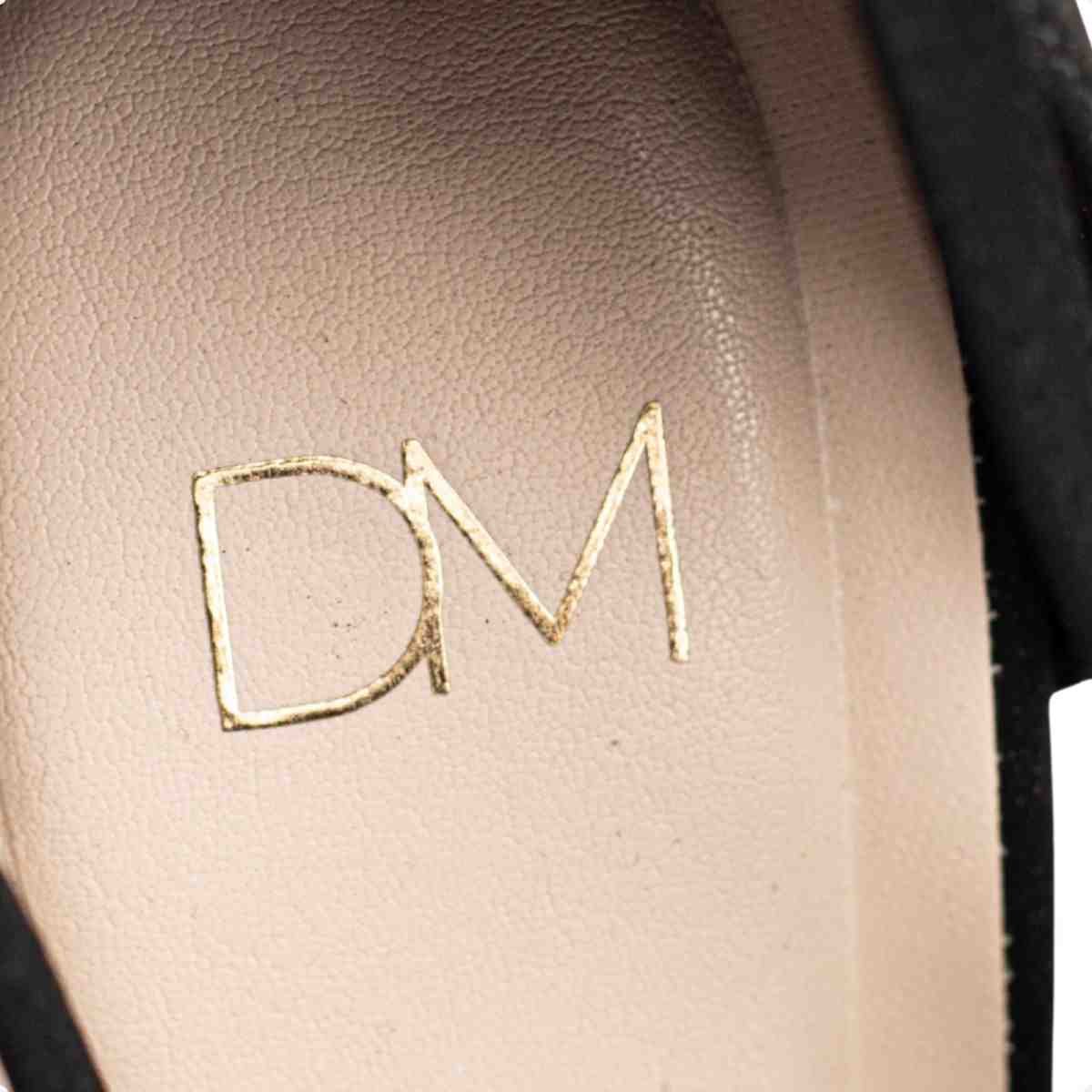 Scarpin Feminino Dm Nobuck Salto Alto Recortes Preto Preto 7