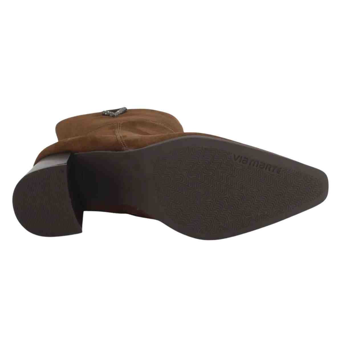 Bota Feminina Cano Médio Via Marte Dark Camel Marrom 7
