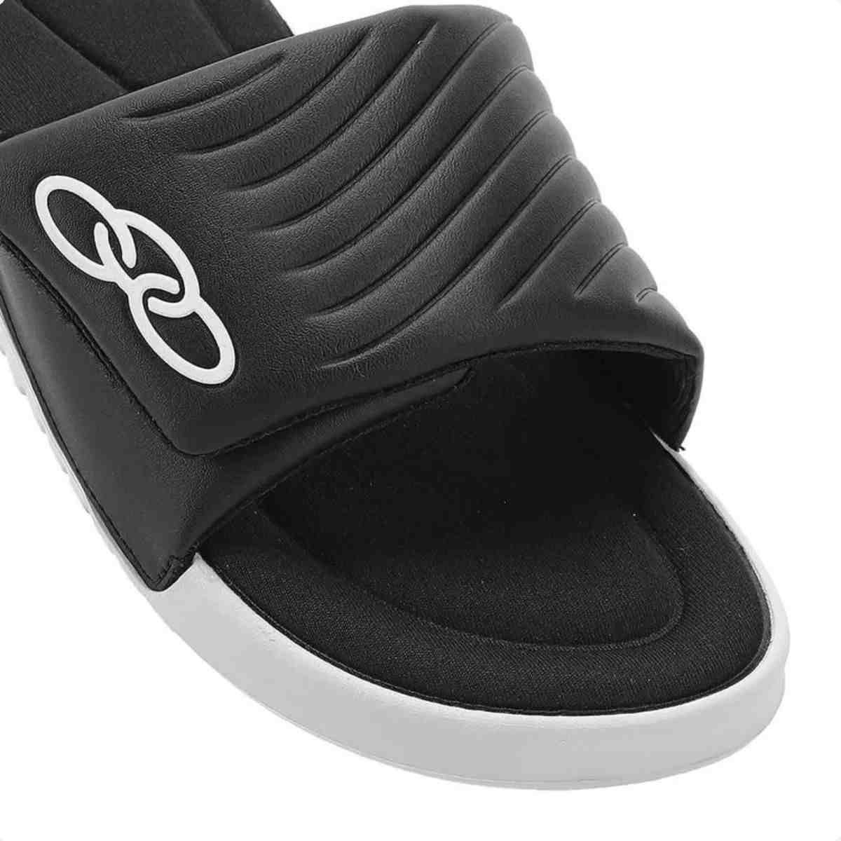 Chinelo Slide Masculino Olympikus Melbourne 2 Branco E Preto Preto 3