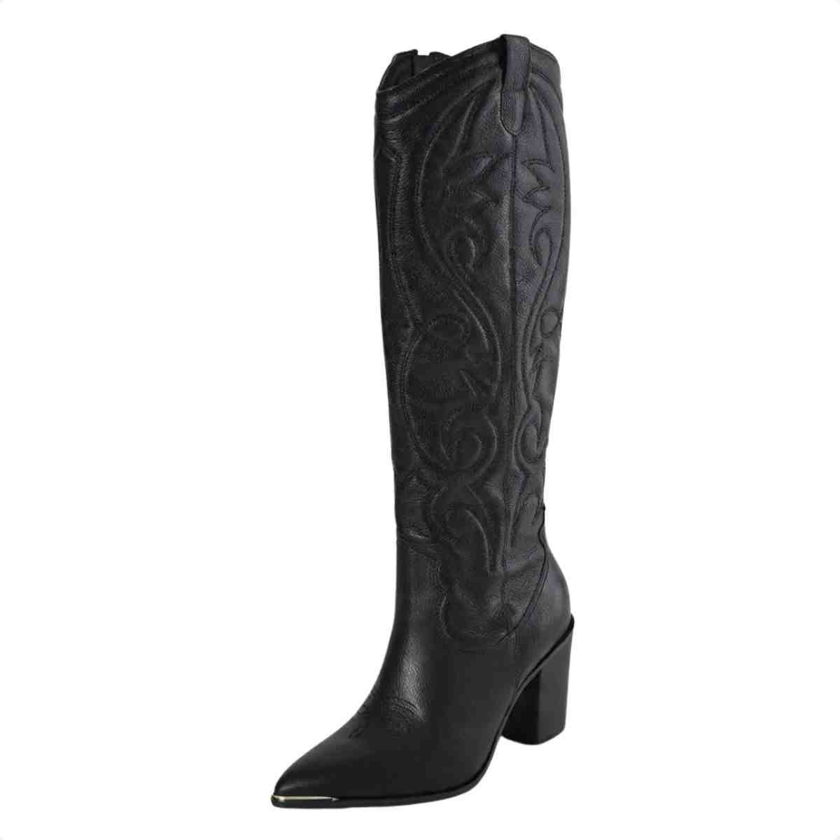Bota Feminina Western Via Marte Preta Preto 3