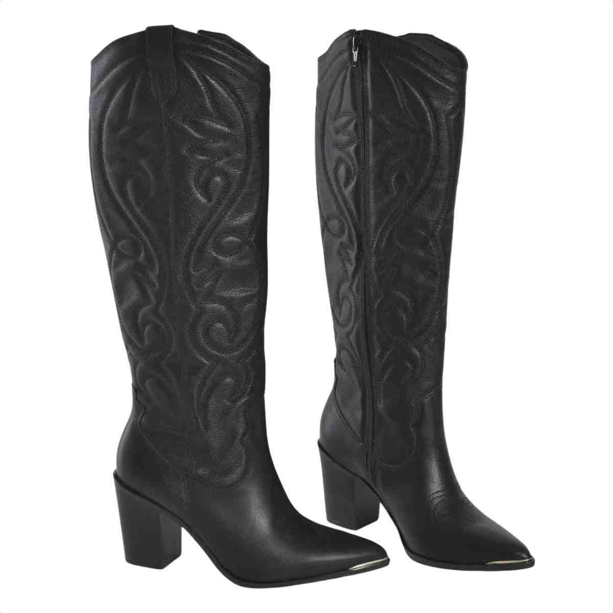 Bota Feminina Western Via Marte Preta Preto 4