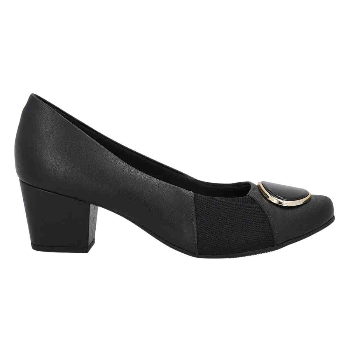 Sapato Feminino Scarpin Salto Grosso Usaflex Preto