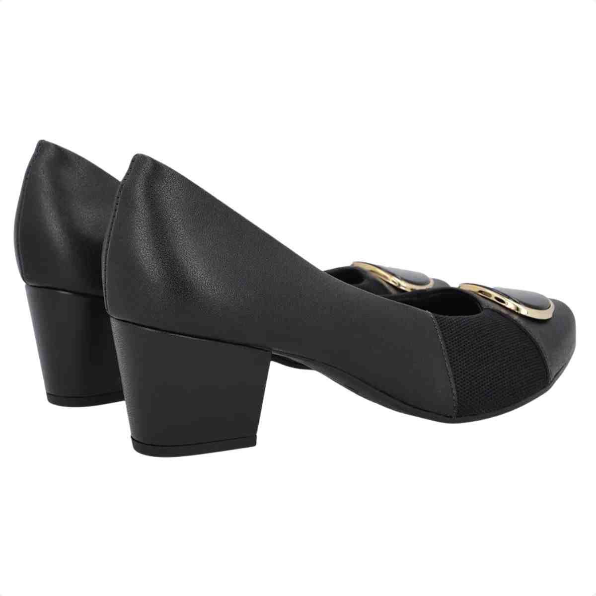 Sapato Feminino Scarpin Salto Grosso Usaflex Preto Preto 3