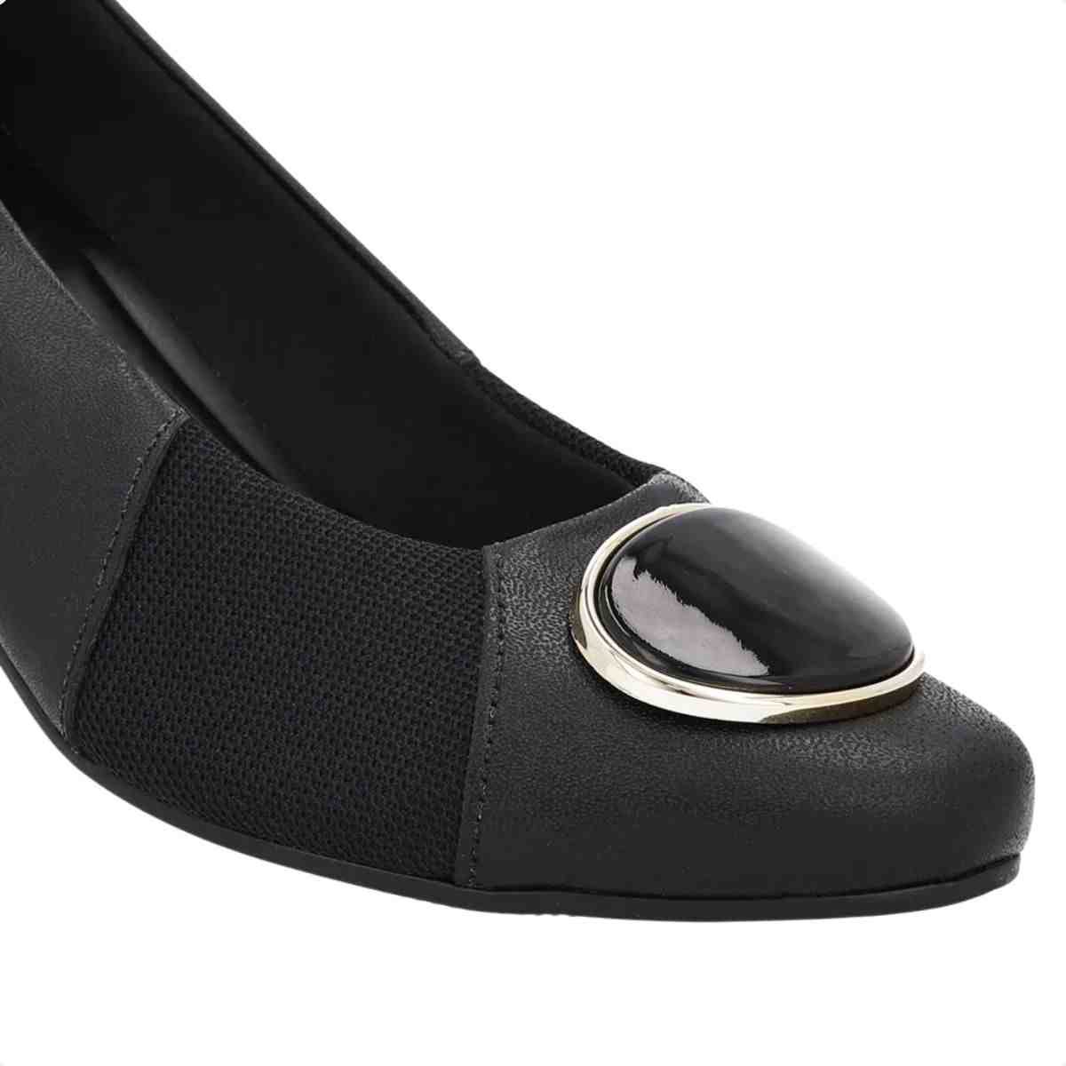 Sapato Feminino Scarpin Salto Grosso Usaflex Preto Preto 4