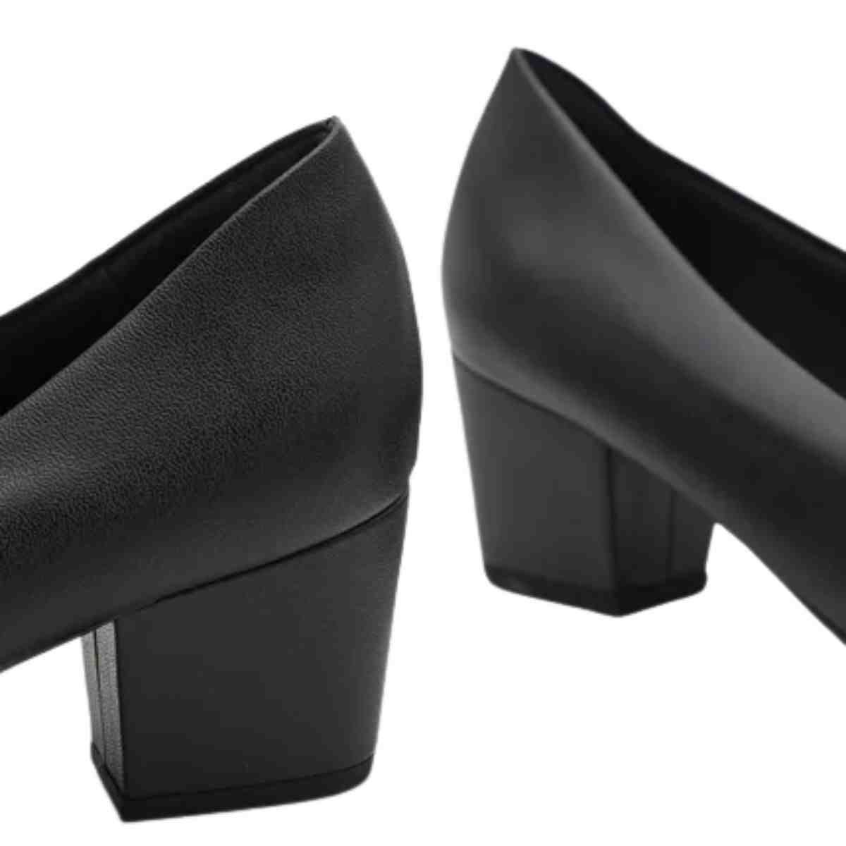 Sapato Feminino Scarpin Salto Grosso Usaflex Preto Preto 6