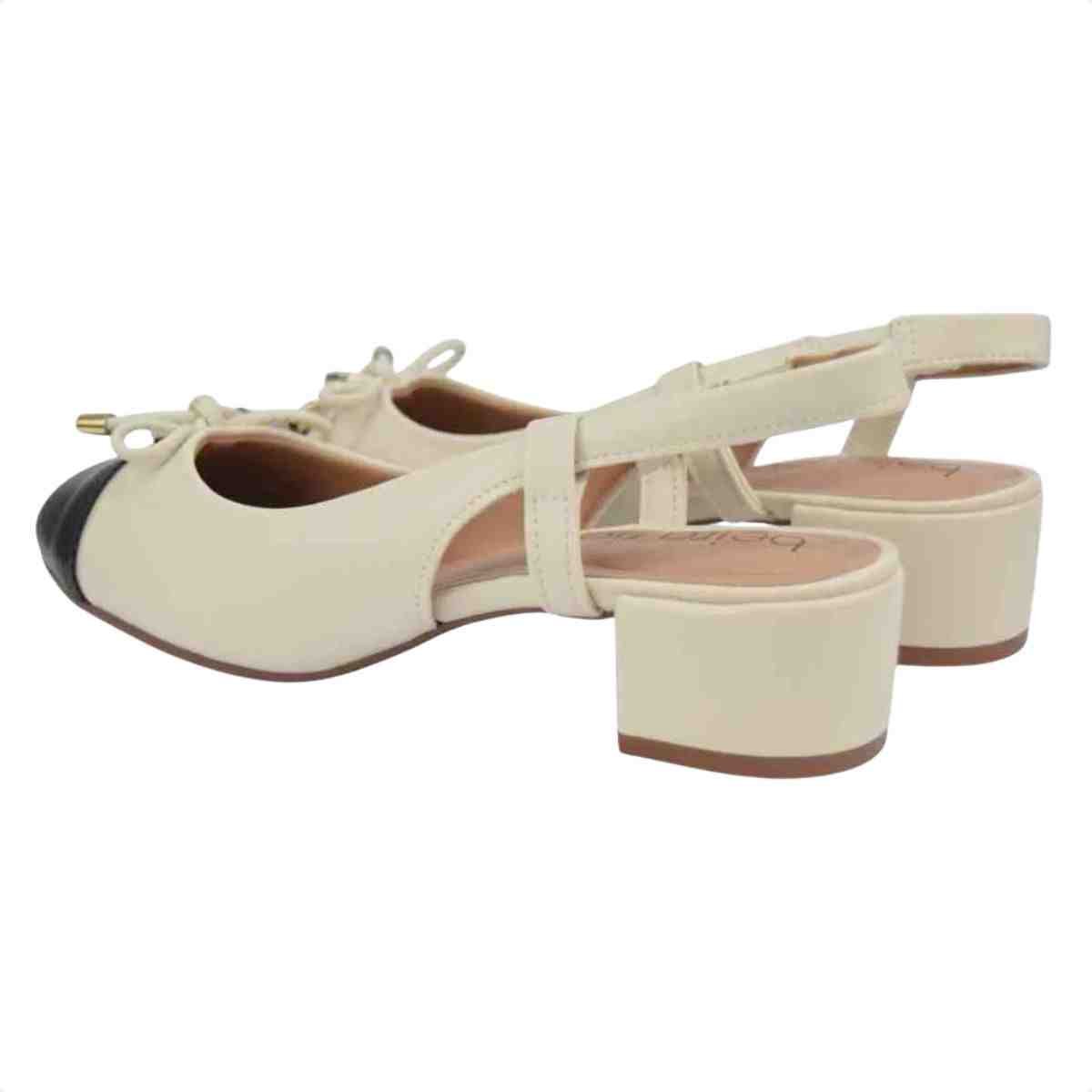 Sapato Feminino Slingback Beira Rio Preto Branco Branco/Preto 4