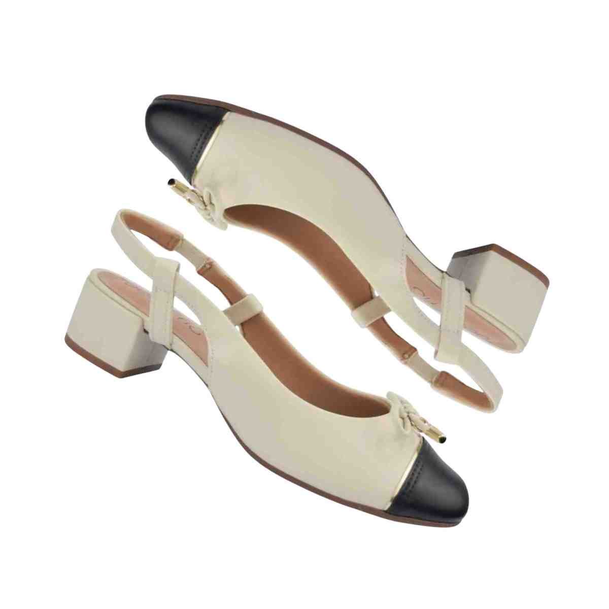 Sapato Feminino Slingback Beira Rio Preto Branco Branco/Preto 5