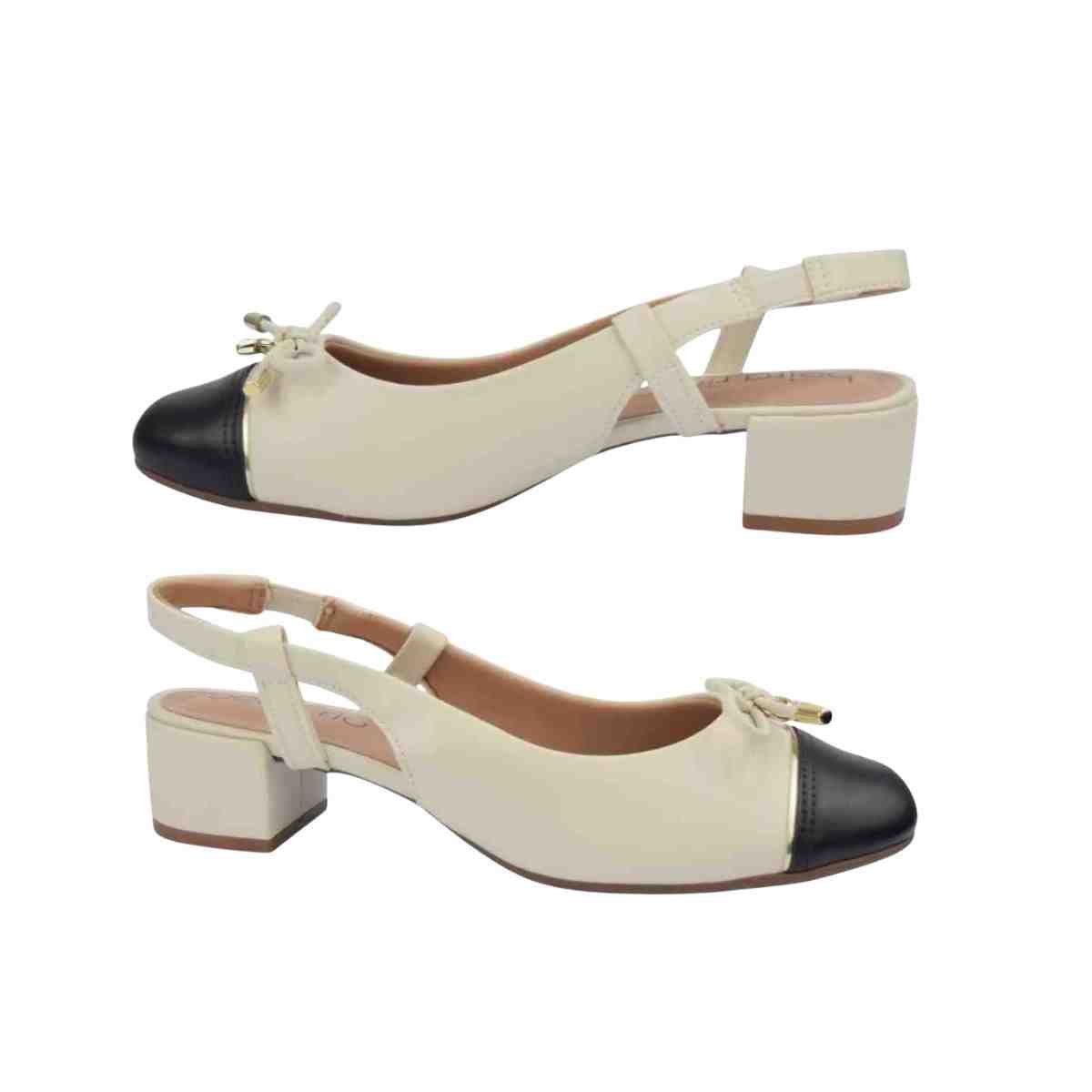 Sapato Feminino Slingback Beira Rio Preto Branco Branco/Preto 6