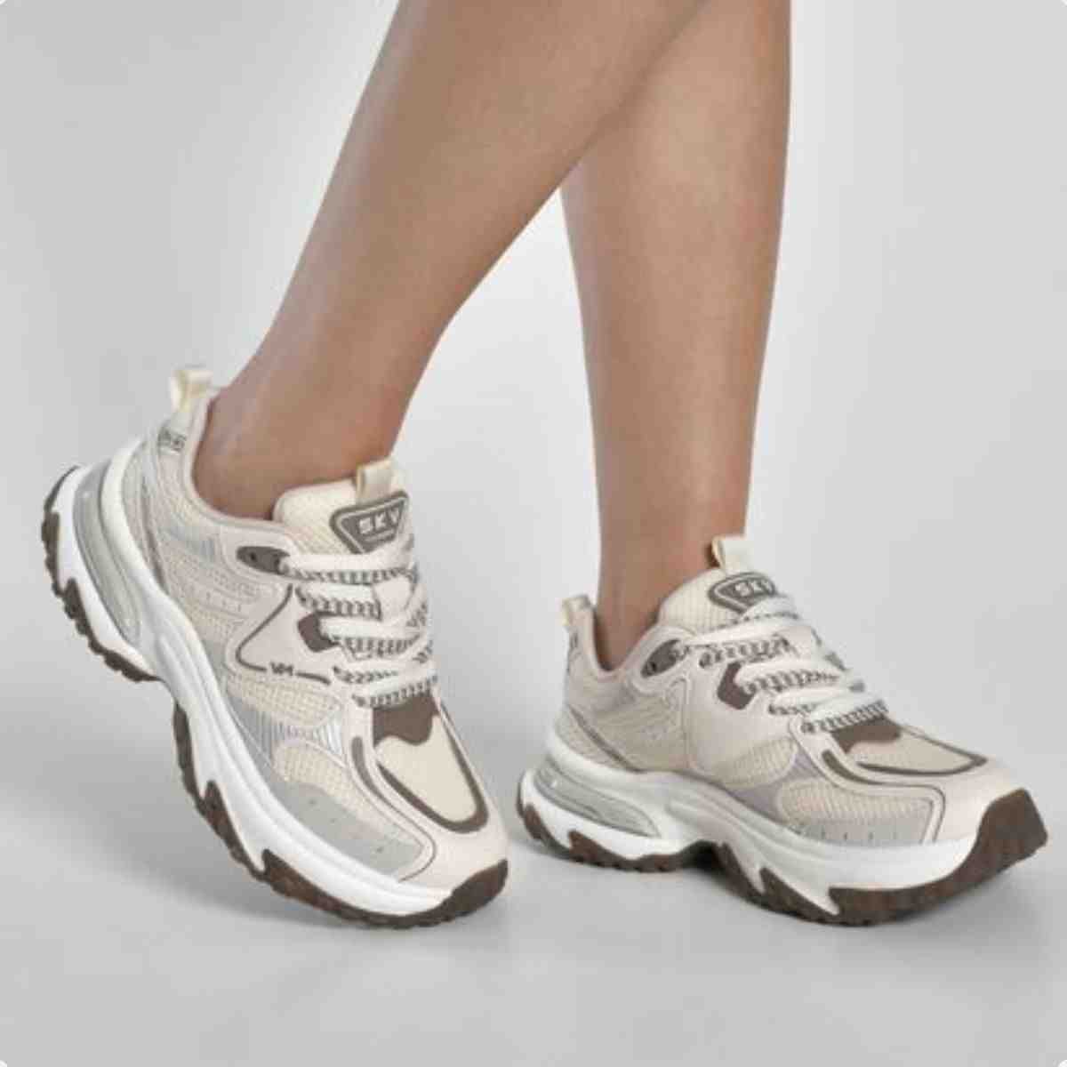 Tênis Dad Sneaker Feminino Via Marte Marfim Taupe Bege 2