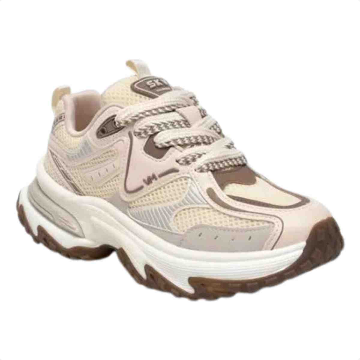 Tênis Dad Sneaker Feminino Via Marte Marfim Taupe Bege 3
