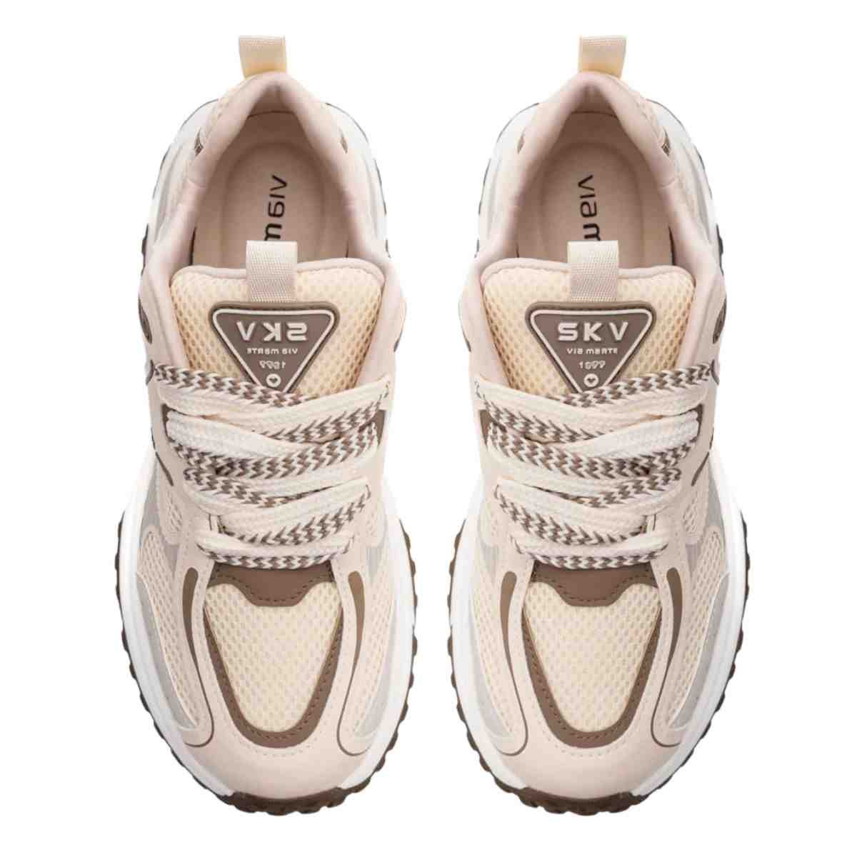 Tênis Dad Sneaker Feminino Via Marte Marfim Taupe Bege 6