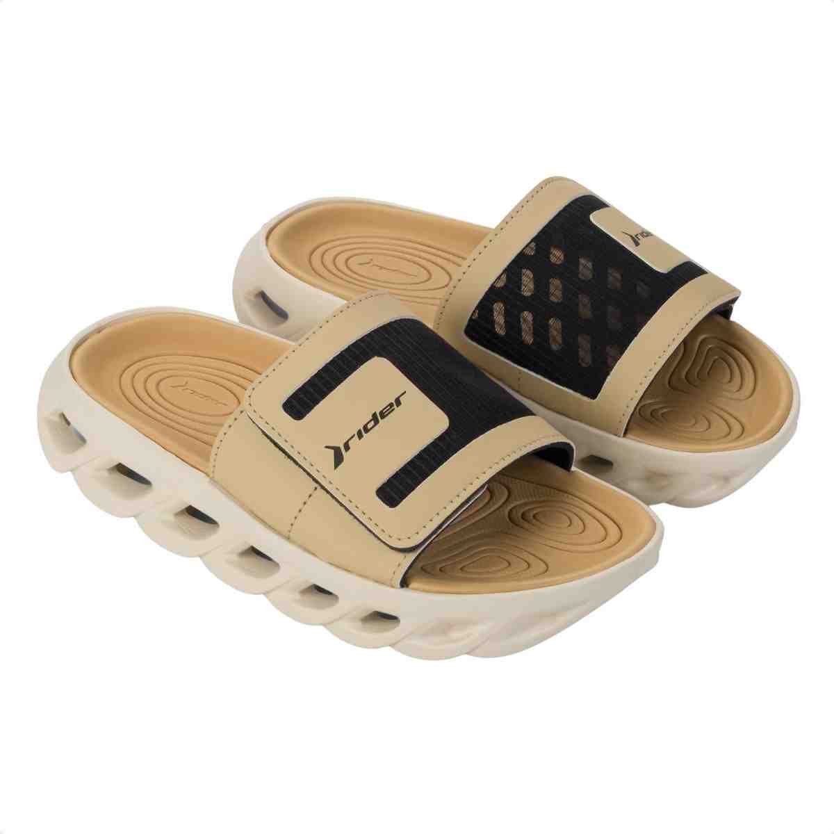 Chinelo Slide Masculino Rider R Power Bege Bege 2