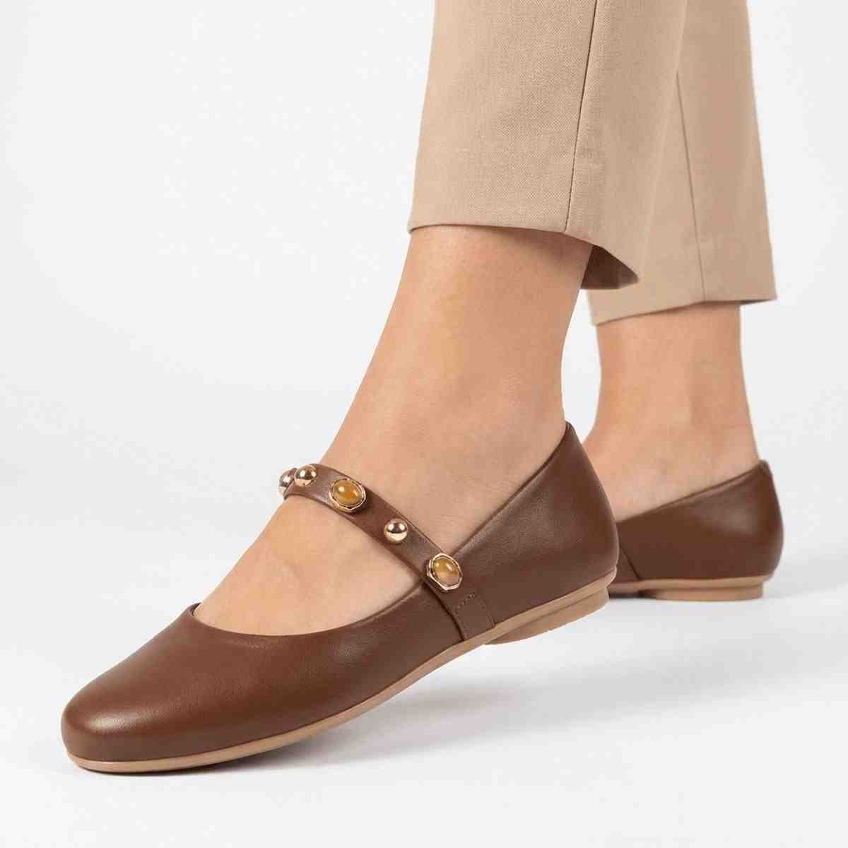 Sapatilha Ballet Flat Feminina Moleca Avelã Marrom 2