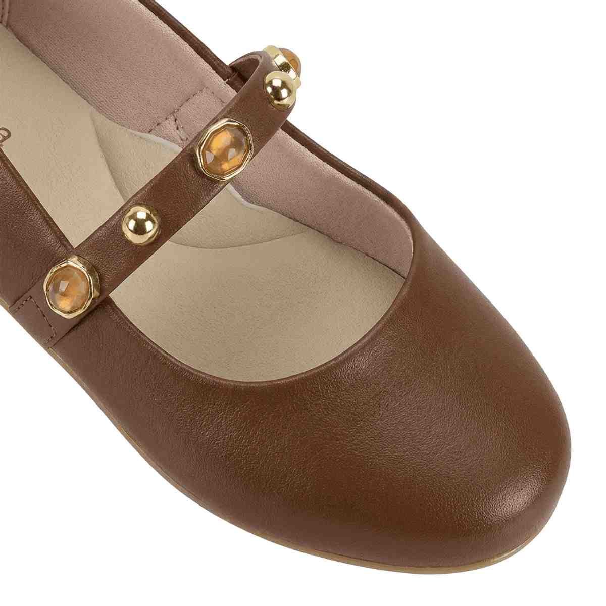 Sapatilha Ballet Flat Feminina Moleca Avelã Marrom 5