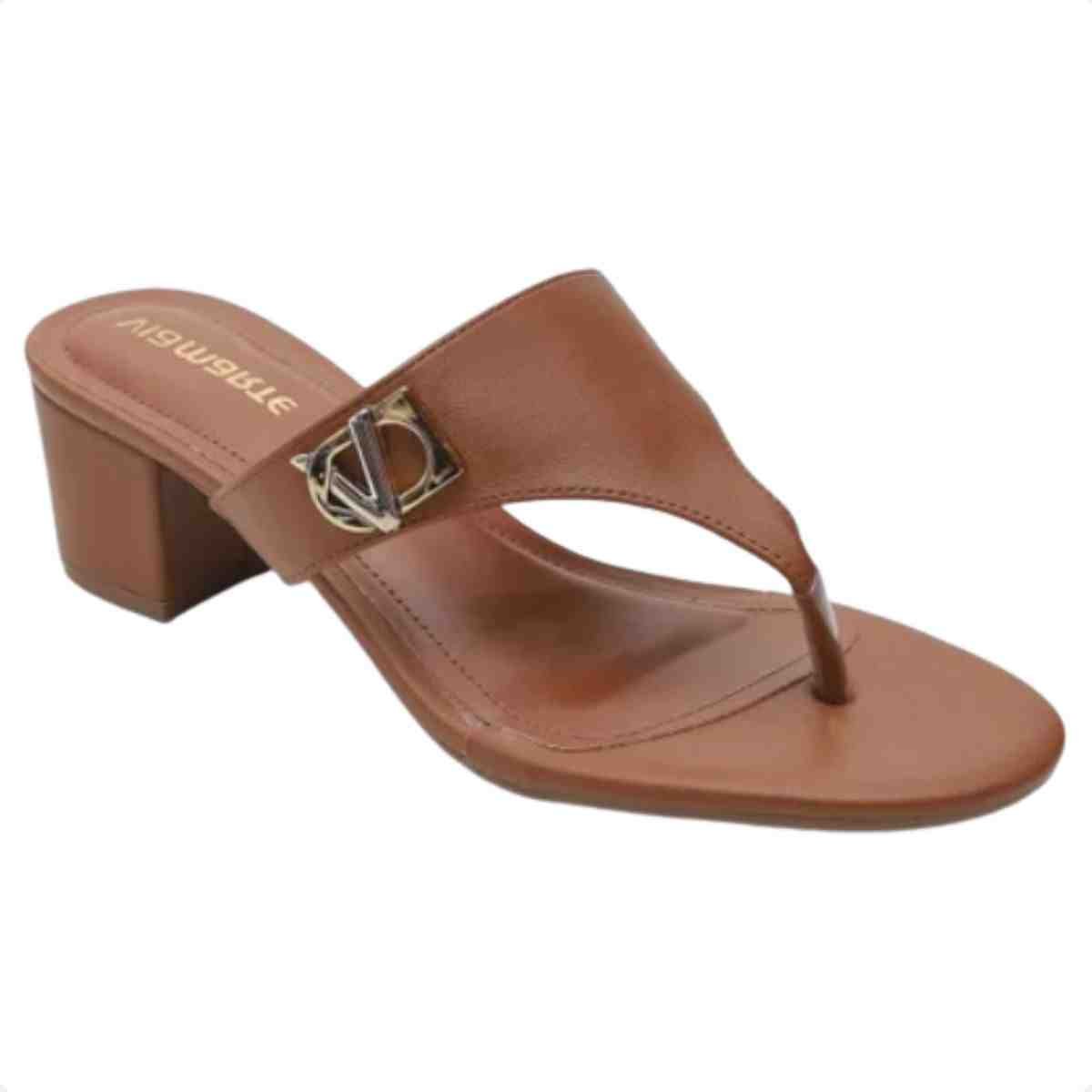 Tamanco Feminino Salto Grosso Via Marte Marrom Marrom 2