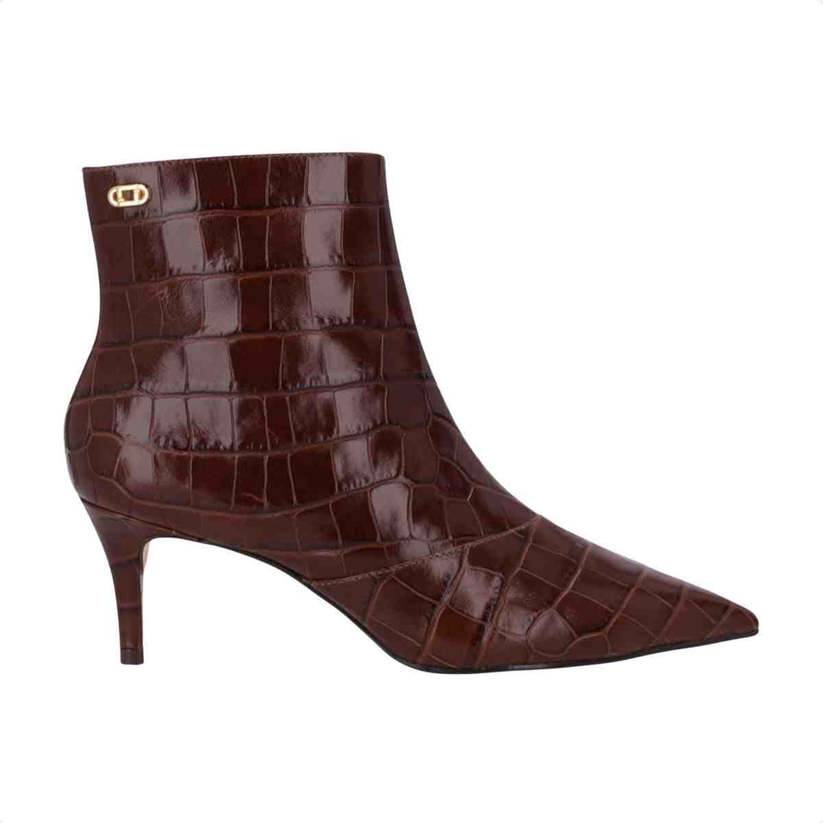Bota Cano Baixo Feminino Luz Da Lua Croco Trufa