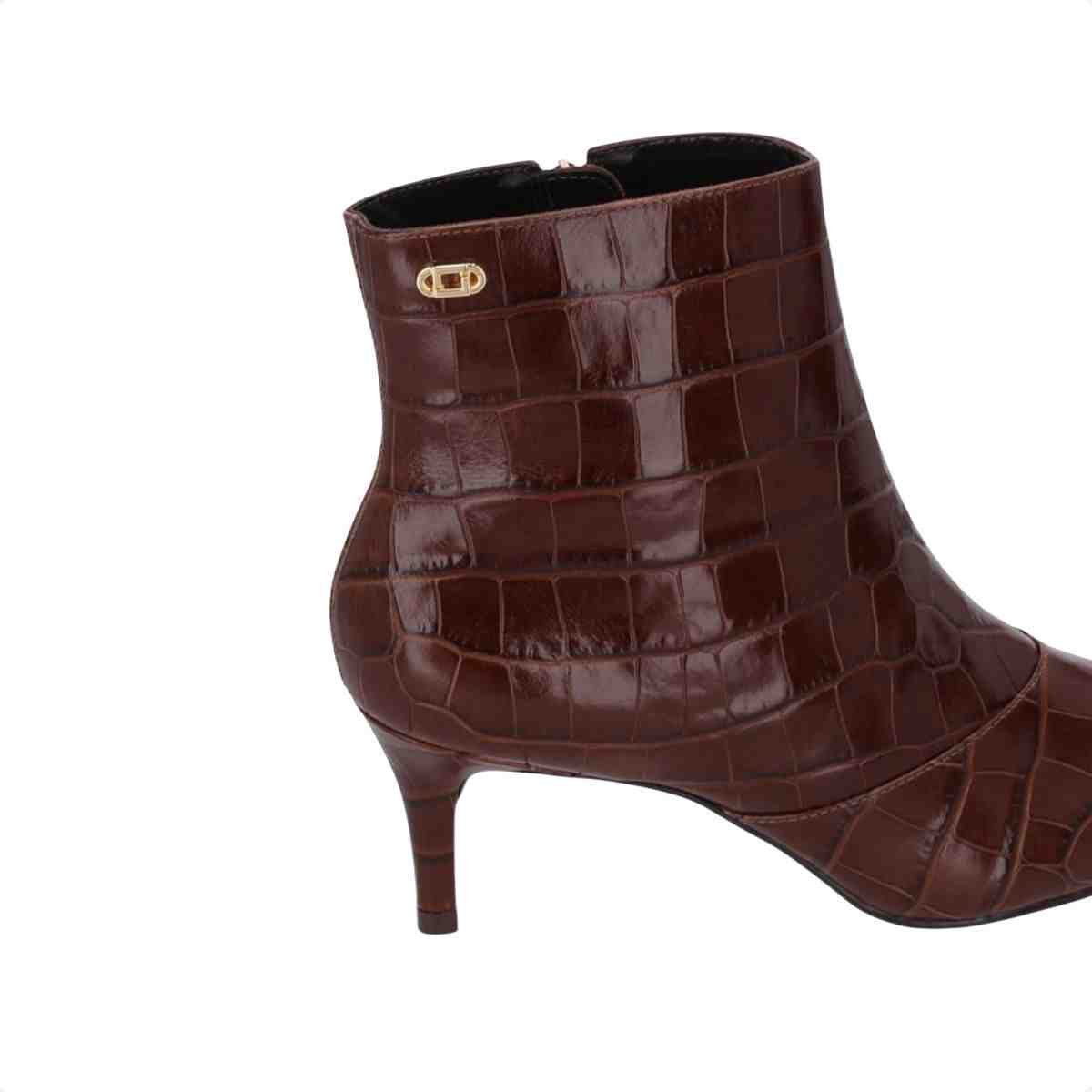 Bota Cano Baixo Feminino Luz Da Lua Croco Trufa Marrom 3
