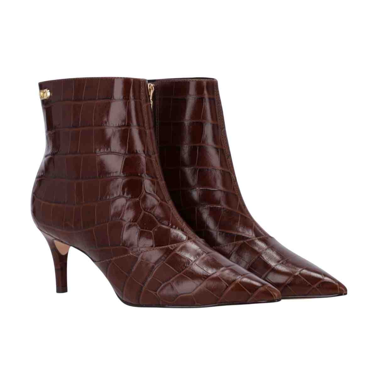 Bota Cano Baixo Feminino Luz Da Lua Croco Trufa Marrom 4