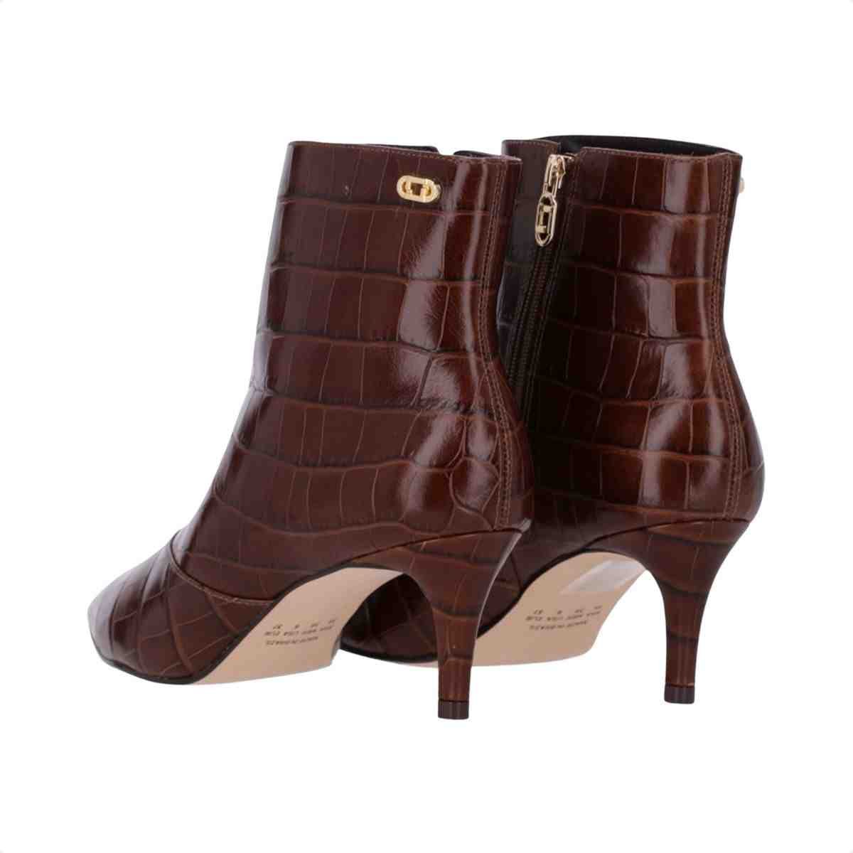 Bota Cano Baixo Feminino Luz Da Lua Croco Trufa Marrom 5