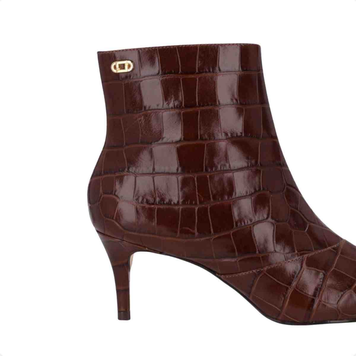 Bota Cano Baixo Feminino Luz Da Lua Croco Trufa Marrom 6