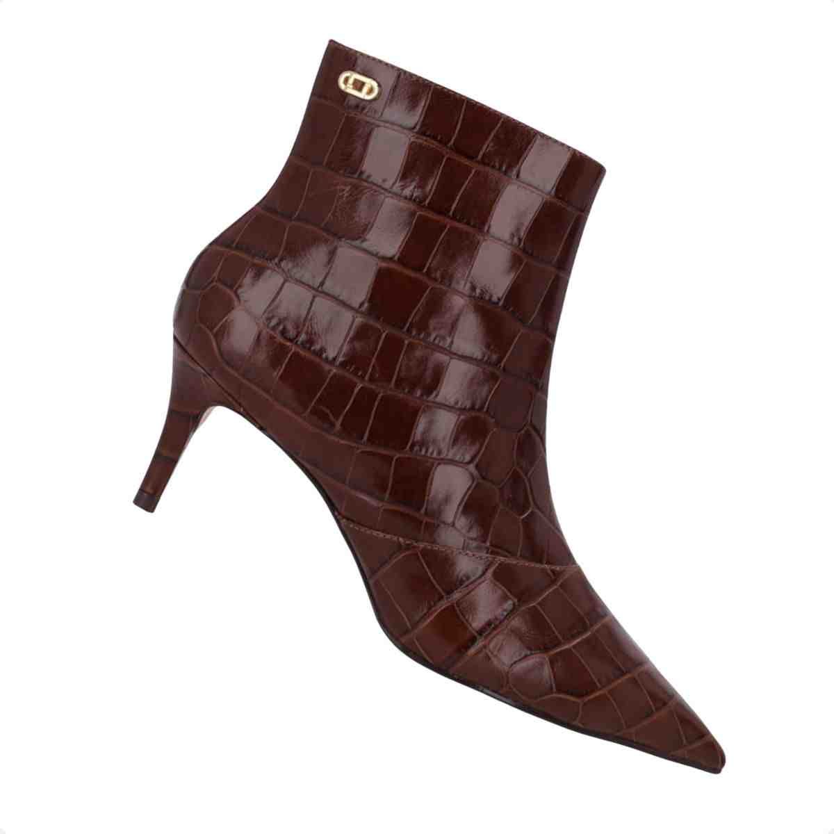 Bota Cano Baixo Feminino Luz Da Lua Croco Trufa Marrom 7